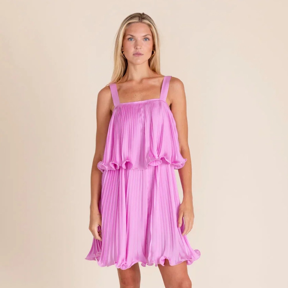 Alden Adair Carrie Dress‎ Lavender Mini Pleated Ruffle Women's XS NWT Feminine